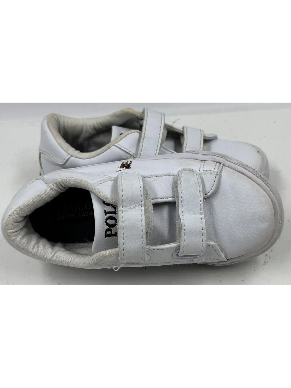Polo Ralph Lauren Toddler Sneakers Sz 10 White Round Toe Athletic Casual Shoes